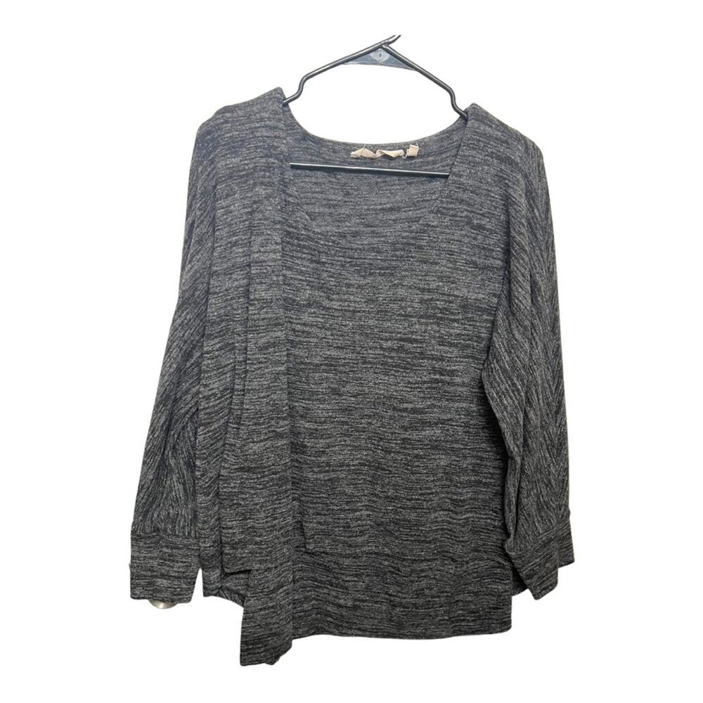 Soft Surroundings Asymmetrical Layered Charcoal Gray Layered  Sweater Top